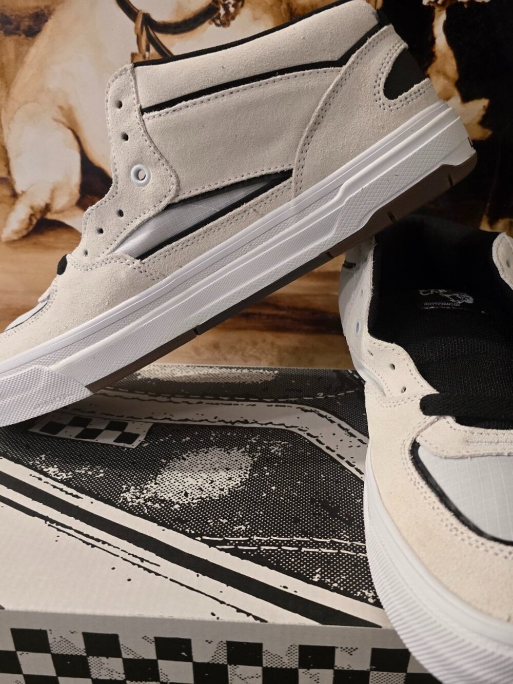 Vans Skate Half Cab Waffle Cup Shoes White Black VN000D9ZYB2 Men's Size 10 NEW